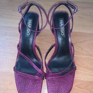 Mango heels purple snake print